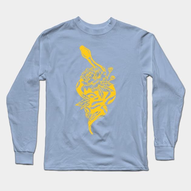 yellow snake Long Sleeve T-Shirt by Art by Lex